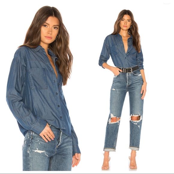 Amuse Society Tops - NWOT: AMUSE SOCIETY: Indigo denim shirt Sz: XS